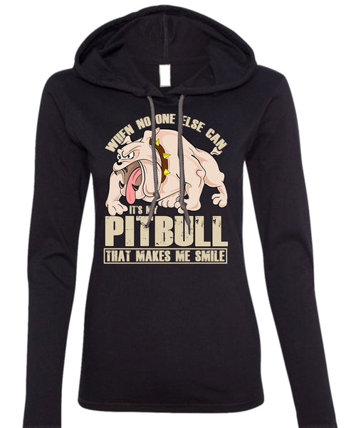 It's My Pit Bull T Shirt, Makes Me Smile T Shirt (Anvil Ladies Ringspun Hooded)