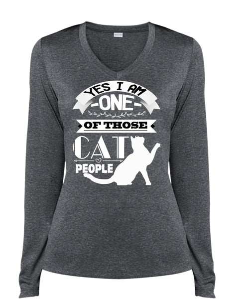 I Am One Of Those Cat People T Shirt, I Love Cat T Shirt, Cool Shirt (Ladies LS Heather V-Neck)