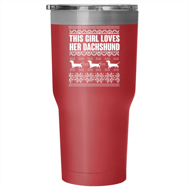 This Girl Loves Her Dachshund Tumbler 30 oz Stainless Steel, Cute Dogs Travel Mug