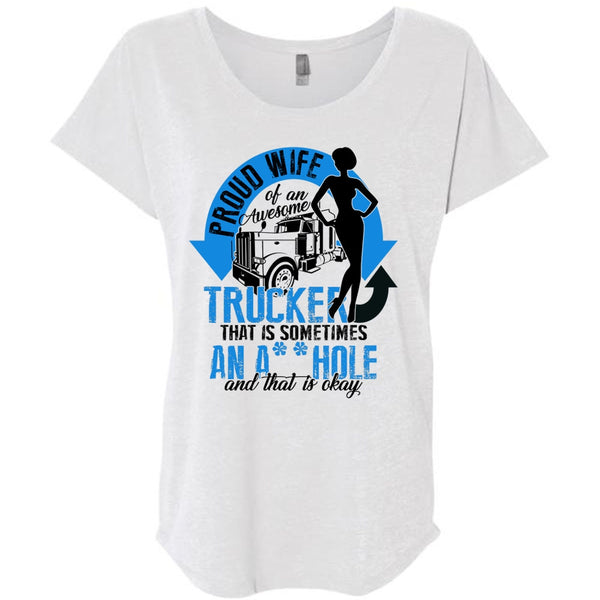 Proud Wife Of An Awesome Trucker T Shirt, I Love Trucking T Shirt, Awesome T-Shirts