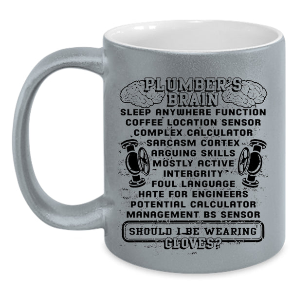 Cool Gift For Dad Coffee Mug, Plumber's Brain Accent Mug