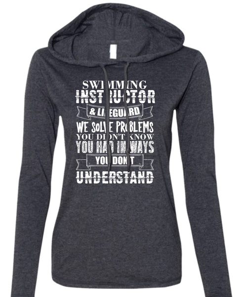 Swimming Instructor T Shirt, Being A Swimmer T Shirt (Anvil Ladies Ringspun Hooded)