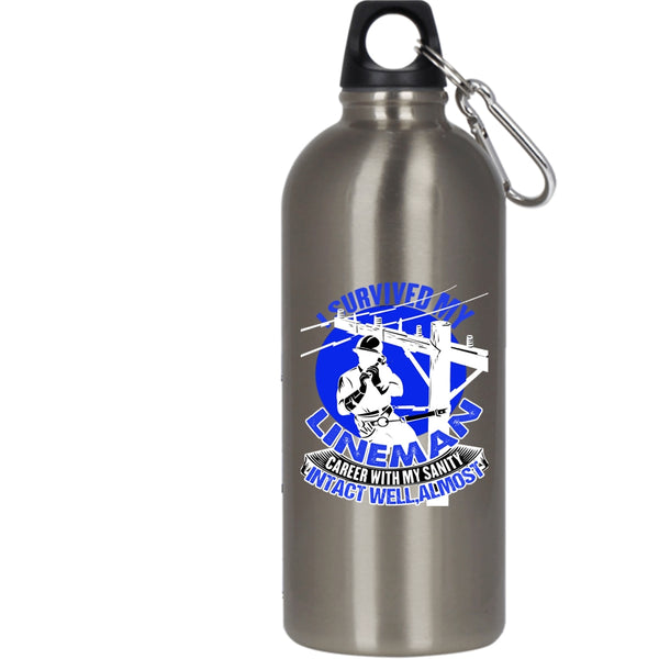 I Survived My Lineman Career With My Sanity 20 oz Stainless Steel Bottle,Cute Lineman Outdoor Sports Water Bottle