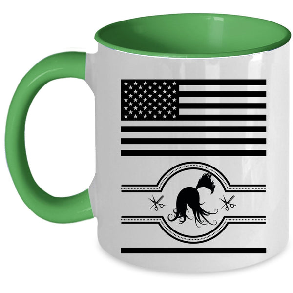 Cool American Flag Coffee Mug, Cool Hairstylist Accent Mug