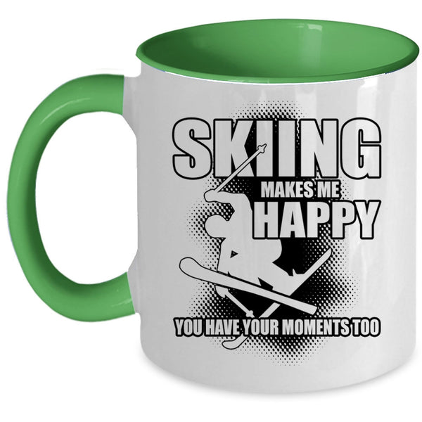 I Love Skiing Coffee Mug, Skiing Makes Me Happy Accent Mug