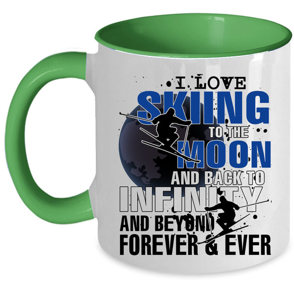 Funny Sport Coffee Mug, I Love Skiing To The Moon And Back Accent Mug