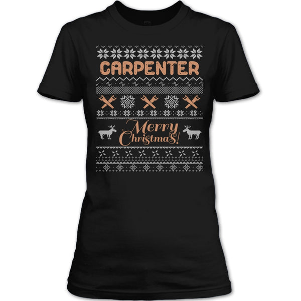 Carpenter Merry Christmas T Shirt, Coolest Carpenter T Shirt