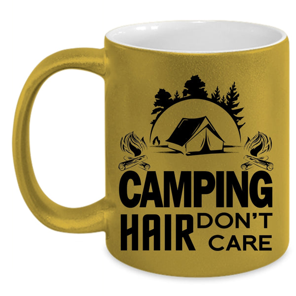 Funny Gift For Camper Coffee Mug, Camping Hair Don't Care Accent Mug