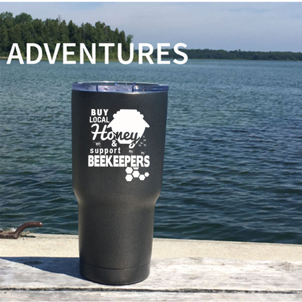 Local Honey And Support Beekeepers Tumbler 30 oz Stainless Steel, Cute Bees Travel Mug