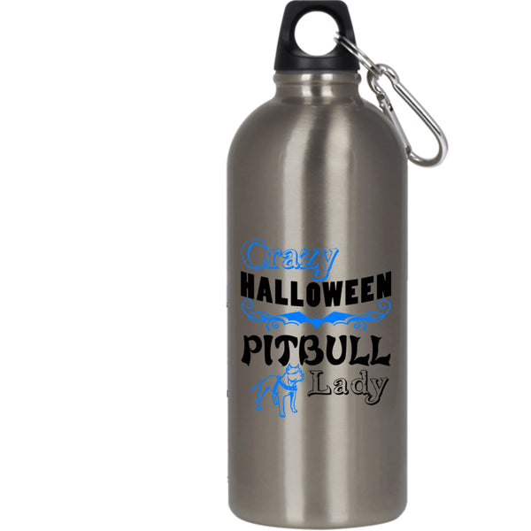 Crazy Halloween Pitbull Lady 20 oz Stainless Steel Bottle,Cute Pit Bull Lady Outdoor Sports Water Bottle