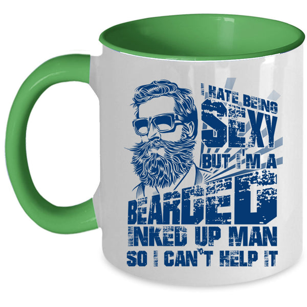 Cool Gift For My Dad Coffee Mug, I'm A Bearded Inked Up Man Accent Mug