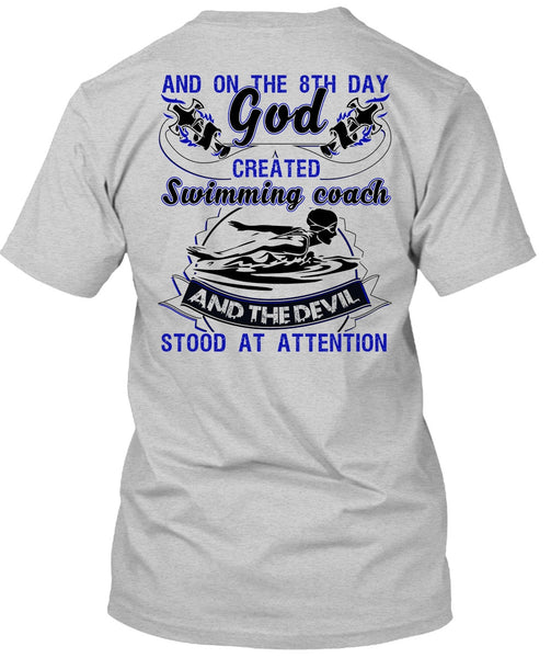 God Created Swimming Coach T Shirt, I Love Swimming T Shirt