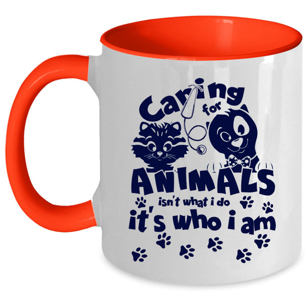 Cute Gift For Vet Tech Coffee Mug, Caring For Animals Accent Mug