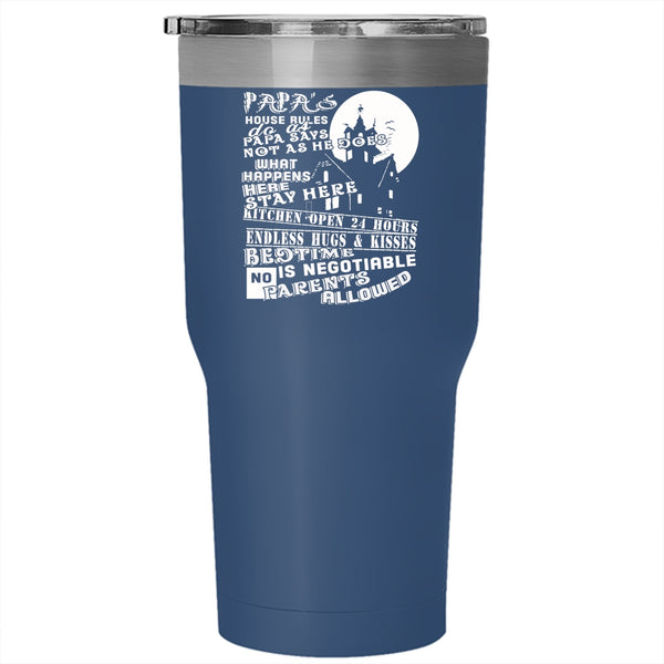 Papa's House Rules Tumbler 30 oz Stainless Steel, Gift For Father's Day Travel Mug