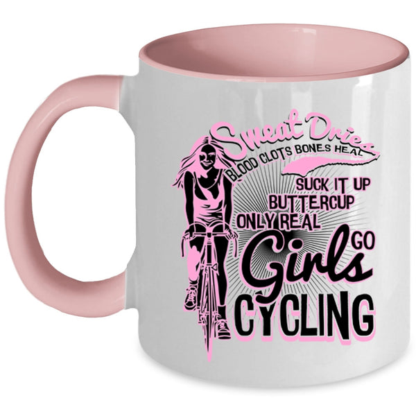 Awesome Girls Coffee Mug, Only Real Girls Go Cycling Accent Mug