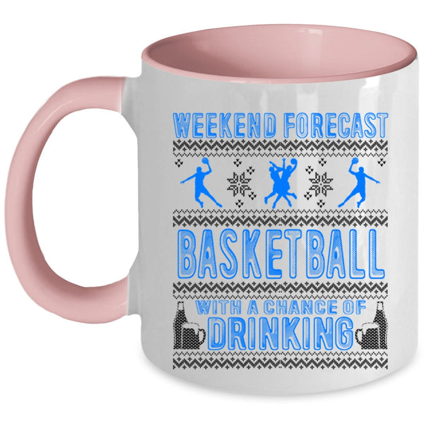 Funny Basketball Player Coffee Mug, Weekend Forecast Basketball Accent Mug