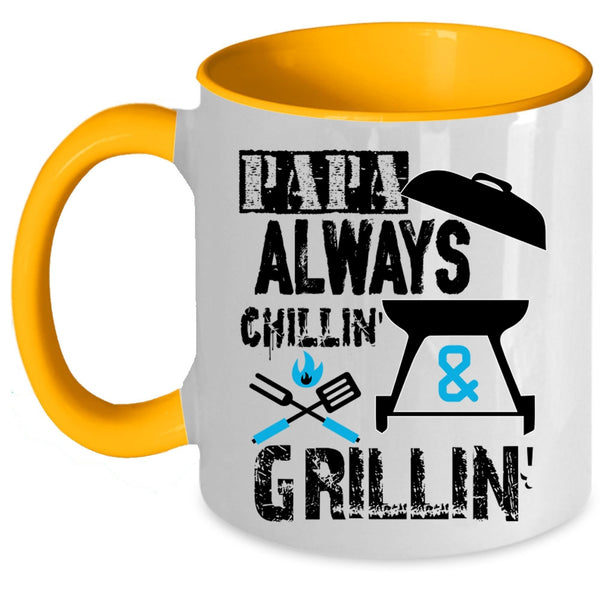 Awesome Papa Coffee Mug, Papa Always Chilling And Grilling Accent Mug