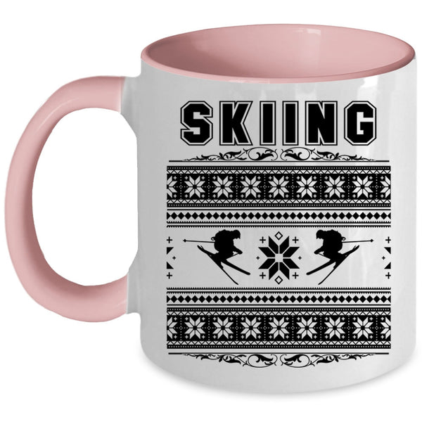 Funny Ugly Christmas Coffee Mug, Skiing Accent Mug