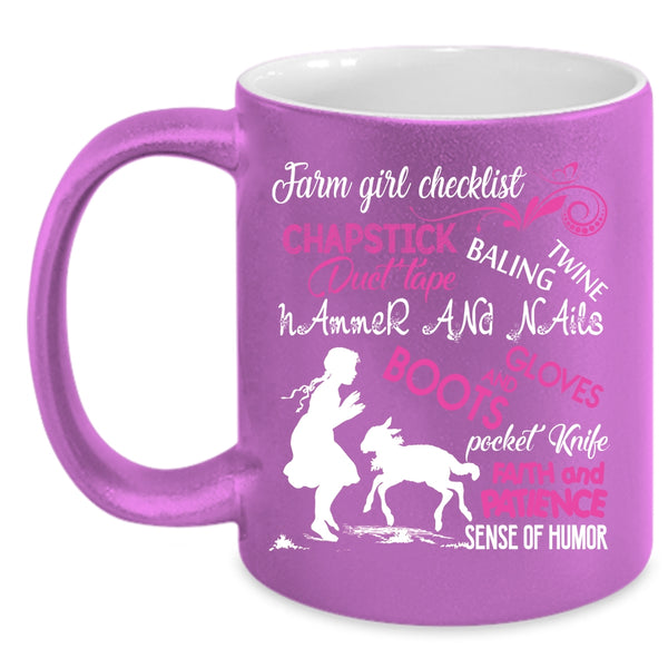 Farm Girl Checklist Coffee Mug, Beautiful Girls Coffee Cup