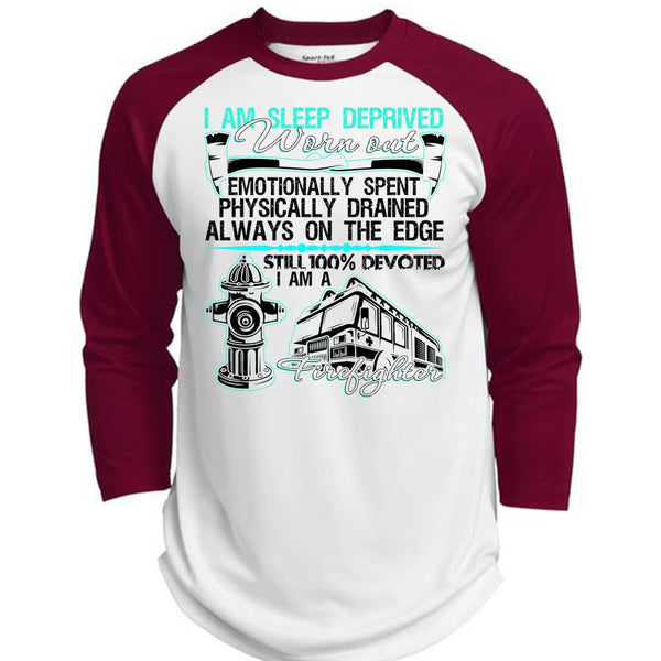 I Am Sleep Deprived Worn Out T Shirt, I Love Firefighter T Shirt, Awesome T-Shirts  (Polyester Game Baseball Jersey)