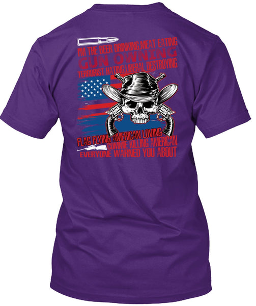 Meat Eating Gun Owning T Shirt, Flag Flying T Shirt