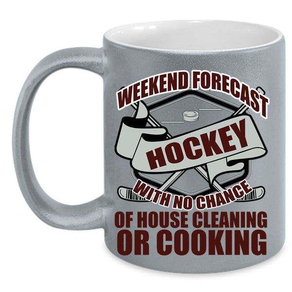 Cool Sporty Coffee Mug, Weekend Forecast Hockey Accent Mug