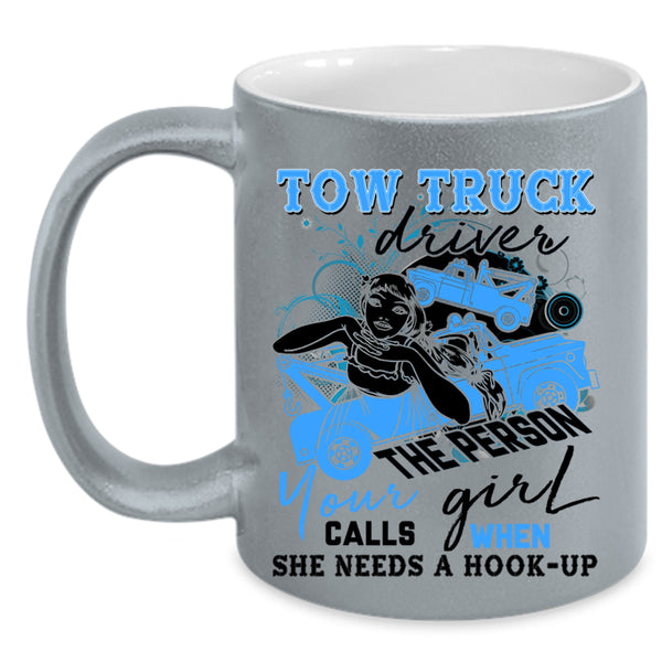Cute Gift For Trucker Coffee Mug, Tow Truck Driver Accent Mug