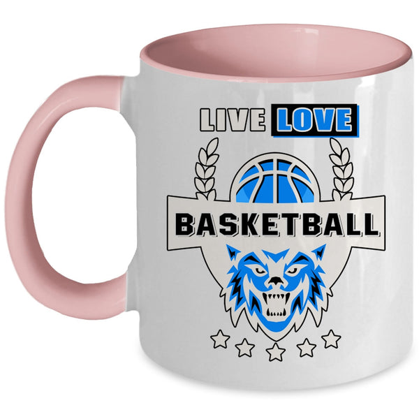 Cool Basketball Player Coffee Mug, Live Love Basketball Accent Mug
