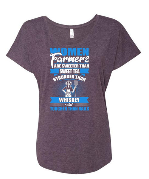 Women Farmers Are Sweeter T Shirt, Being A Farmer T Shirt, Cool Shirt (Ladies' Triblend Dolman Sleeve)