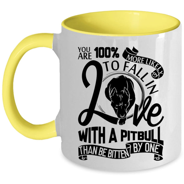Cute Pitbull Owner Coffee Mug, Fall In Love With A Pitbull Accent Mug