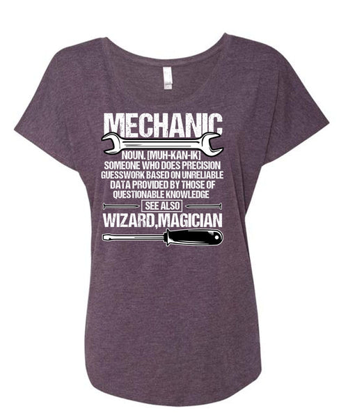 Does Precision Guesswork T Shirt, Being A Mechanic T Shirt, Cool Shirt (Ladies' Triblend Dolman Sleeve)