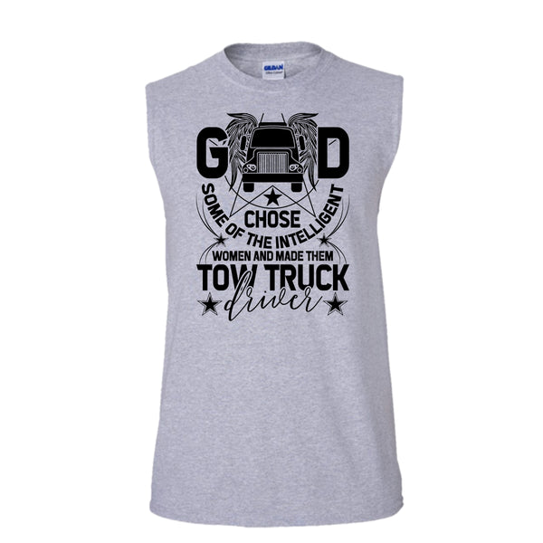 The Intelligent Women T Shirt, Tow Truck Driver T Shirt, Awesome t-shirts (Men's Cotton Sleeveless)