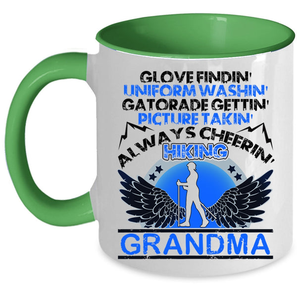 Always Cheering Hiking Grandma Coffee Mug, Glove Finding Picture Taking Accent Mug