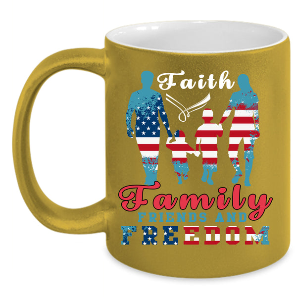 Faith Family Friends And Freedom Coffee Mug, American Flag Coffee Cup