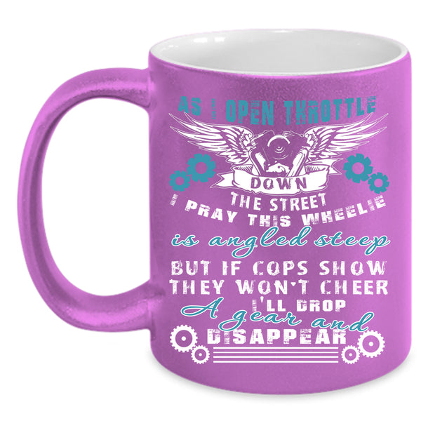 I Pray This Wheelie Is Angled Steep Coffee Mug, Cool Motorcycles Coffee Cup