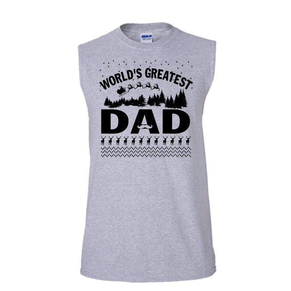 World's Greatest Dad T Shirt, Merry Christmas Gift Tank Top (Men's Cotton Sleeveless)