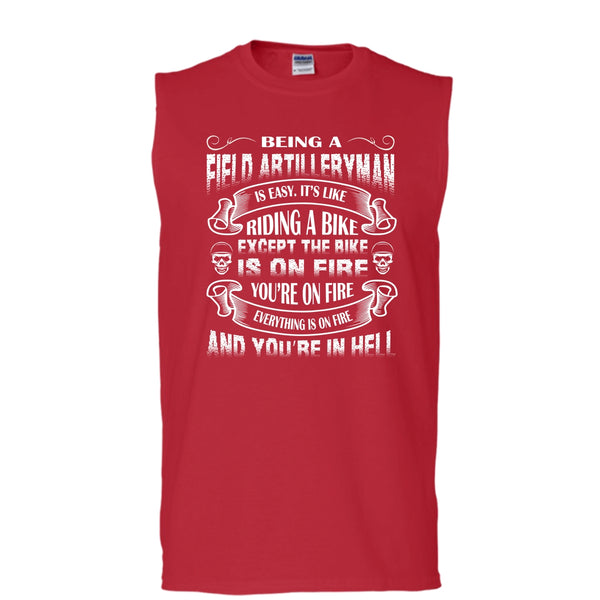 Being A Field Artilleryman Shirt, It's Like Riding A Bike Shirt (Men's Cotton Sleeveless)