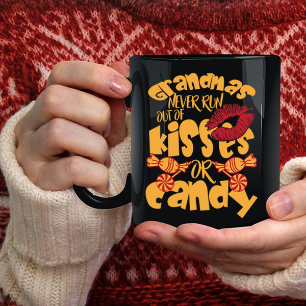 Grandmas Never Run Out Of Kisses Or Candy Coffee Mug, Cute Grandmas Coffee Cup
