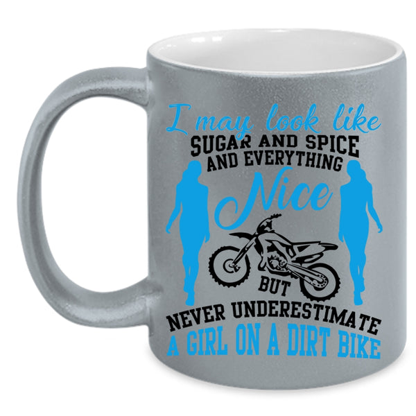 Cool Gift For My Daughter Coffee Mug, A Girl On A Dirt Bike Accent Mug