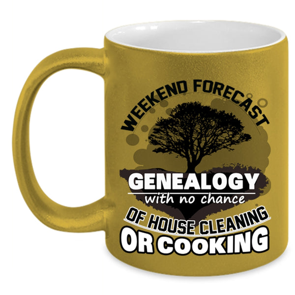 Funny Family Coffee Mug, Weekend Forecast Genealogy Accent Mug