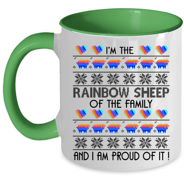 I Am Proud Of It Coffee Mug, Rainbow Sheep Of The Family Accent Mug