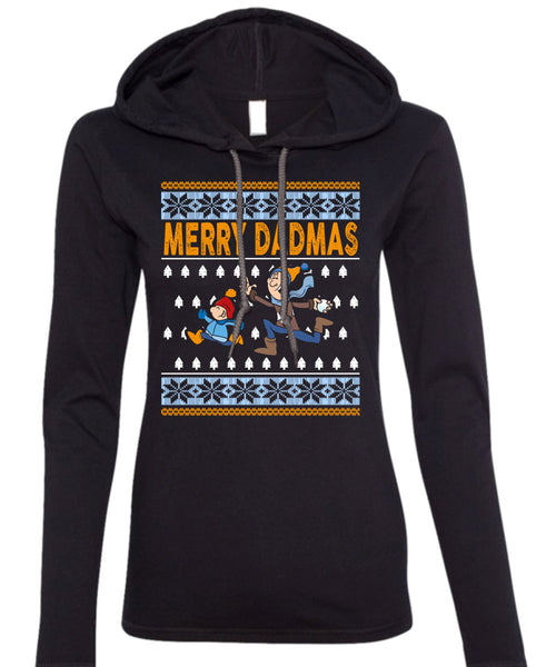 Merry Dadmas T Shirt, This Girl Loves Christmas T Shirt (Anvil Ladies Ringspun Hooded)