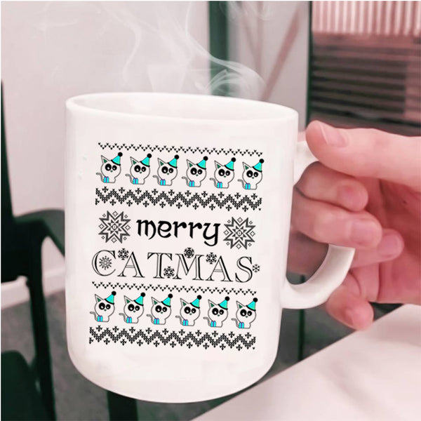 Christmas Gift For Cat Lover Coffee Mug, Merry Catmas Cup