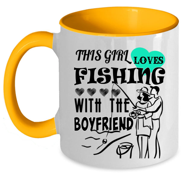 Cool Couple Coffee Mug, This Girl Loves Fishing With The Boyfriend Accent Mug
