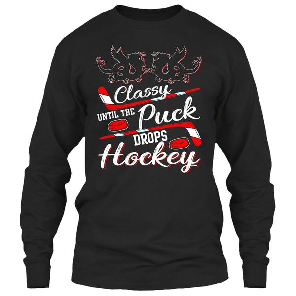 Classy Until The Puck Drops Hockey T Shirt, Merry Christmas T Shirt