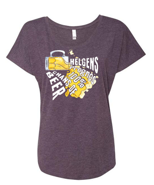 Helgens Prognos 100% Chans Of Beer T Shirt, My Favorite T Shirt, Cool Shirt (Ladies' Triblend Dolman Sleeve)