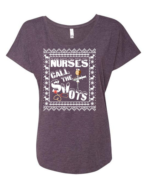Nurses Call The Shots T Shirt, This Girl Loves Christmas T Shirt, Cool Shirt (Ladies' Triblend Dolman Sleeve)