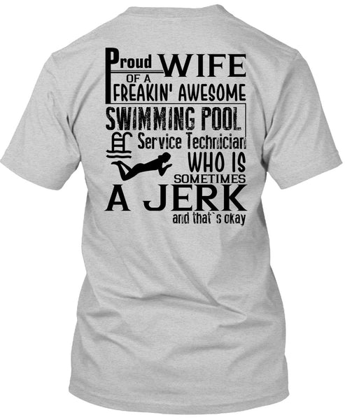 Proud Wife Of A Freaking Awesome Swimming T Shirt, I Love Swimmer T Shirt