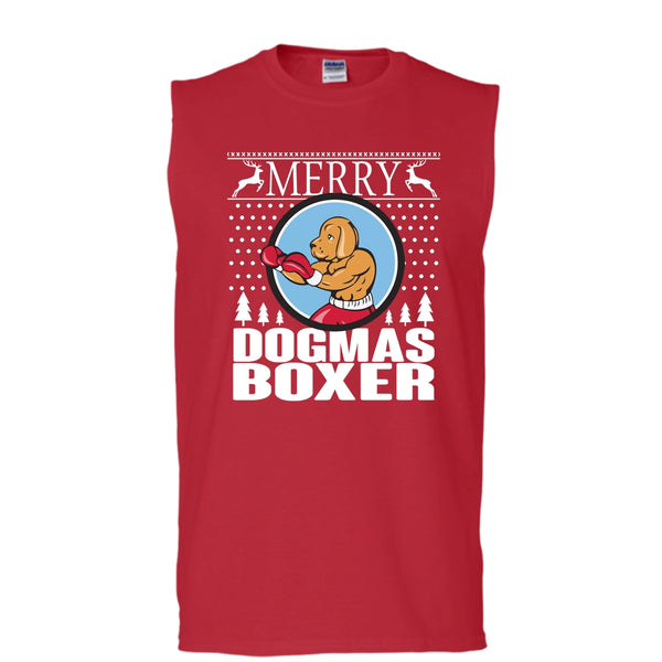 Merry Dogmas Boxer T Shirt, Coolest Merry Christmas T Shirt, Cool T Shirt (Men's Cotton Sleeveless)