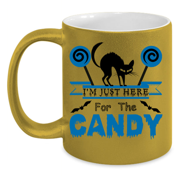 Cute Cats Coffee Mug, I'm Just Here For The Candy Accent Mug